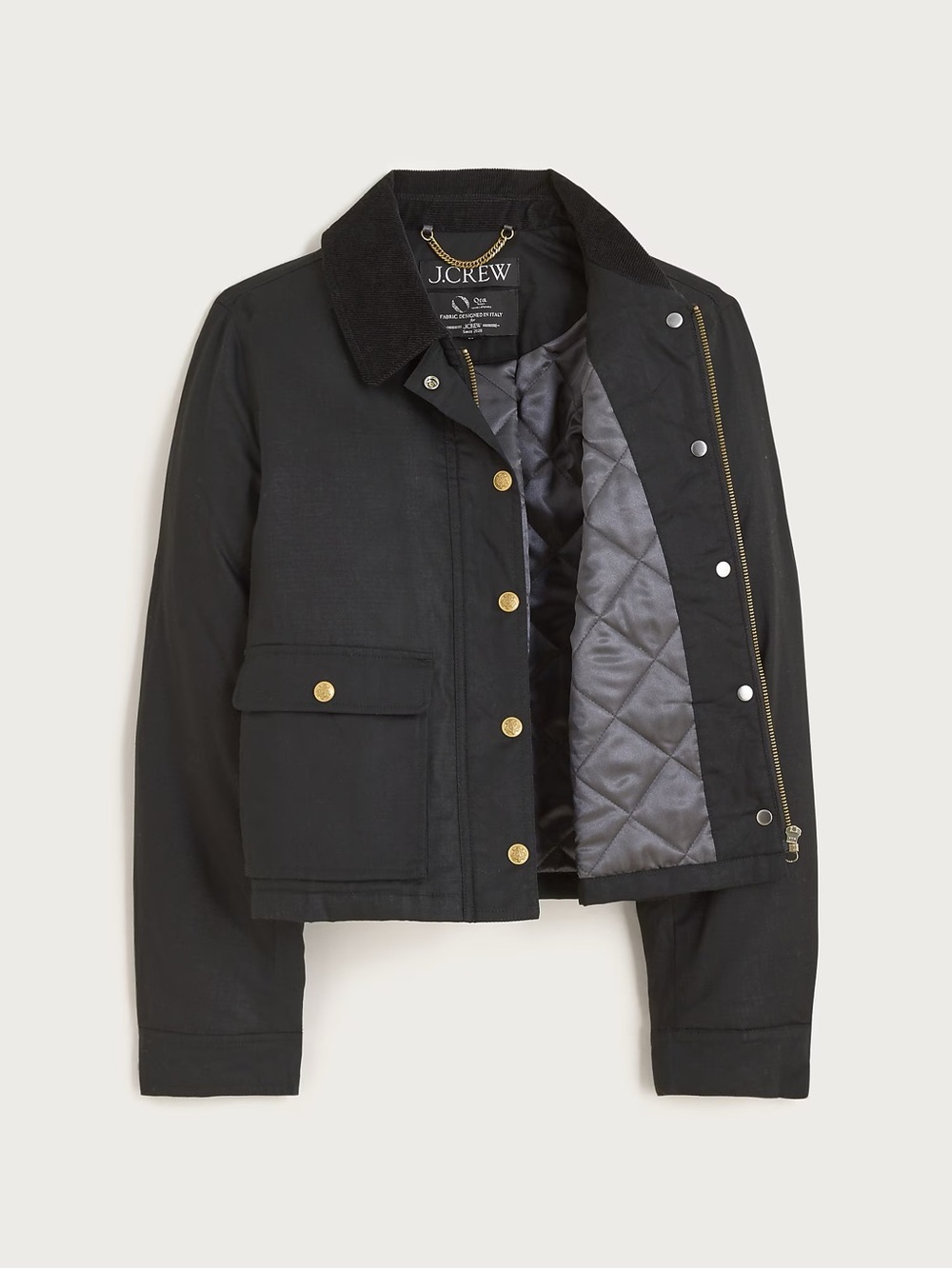 J CREW Cropped Barn Jacket™ in ripstop cotton Black Size 2X NWT $228 CN056 - Picture 3 of 9